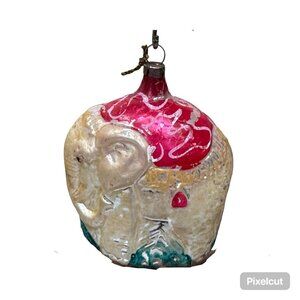 1920’s German Mercury Glass Xmas Ornament Of Indian Elephant Antique Vintage 3"